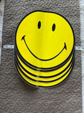 5 Yellow Smiley Brand Logo Face Wall Decal - Bright Home Wall Decor